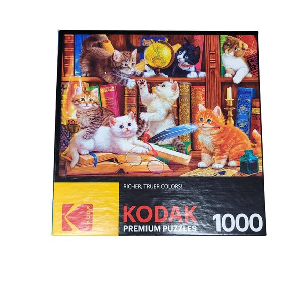 Cra-Z-Art Kodak 1000-Piece Library Mischief Adult Jigsaw Puzzle cat kittens cute - Picture 2 of 12